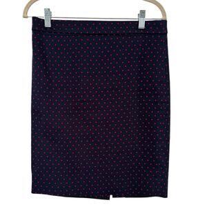 J. Crew The Pencil Skirt Navy Red Polka Dots Women’s Size 2 Career Workwear